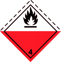 Знак опасности "Самовозгорающиеся вещества" 4 класс