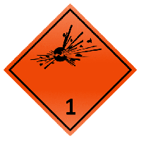 Знак опасности "Взрывчатые материалы с опасностью взрыва массой" 1 класс