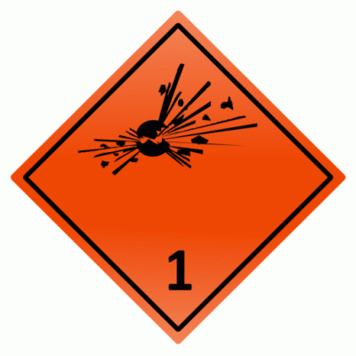 Знак опасности "Взрывчатые материалы с опасностью взрыва массой" 1 класс