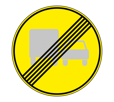 Временный знак 3.23 "Конец зоны запрещения обгона грузовым автомобилям"